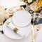 140Pcs Gold Plastic Plates, White Plates with Gold Rim, Disposable Dinnerware Include 20Dinner Platos, 20 Dessert Platos, 20Pre Rolled Napkins with Cutlery and 20 Cups for Party